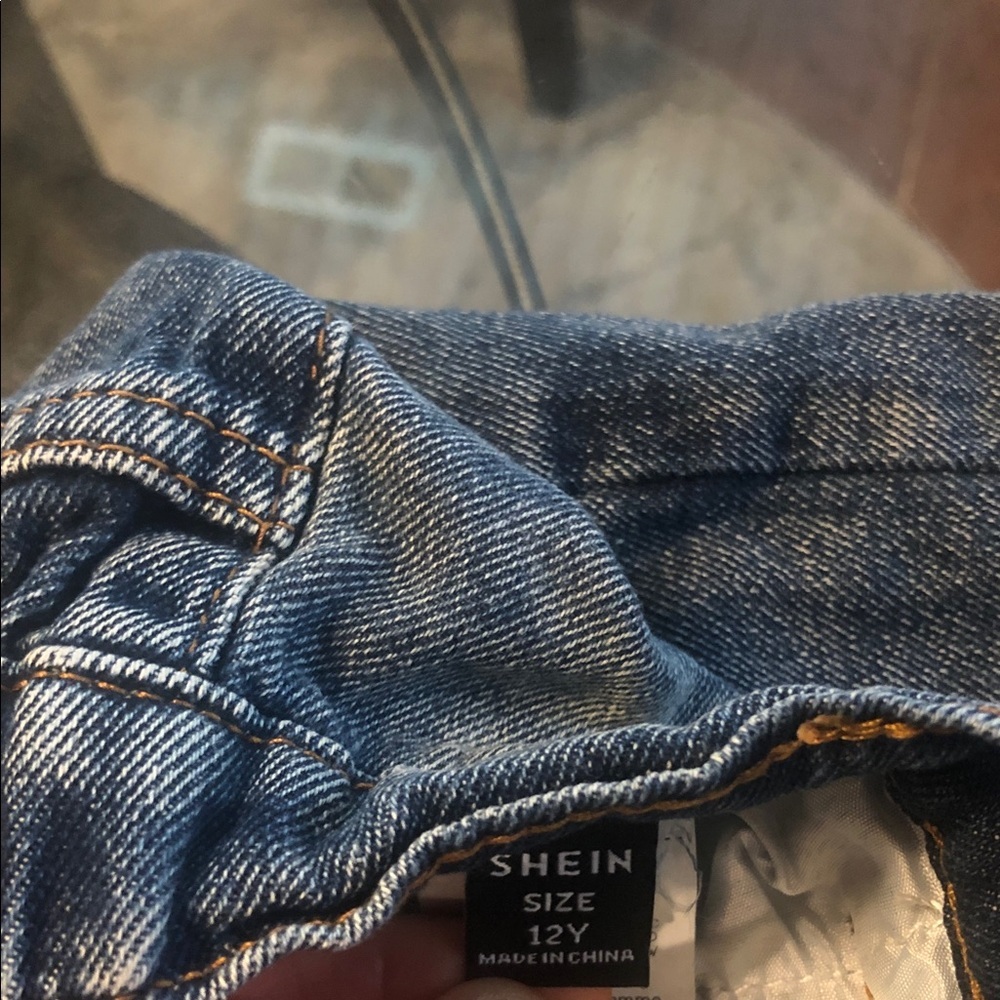 Kids SHEIN Distressed Dark Denim Jeans button & zipper size 12Y Comfortable - Picture 5 of 6